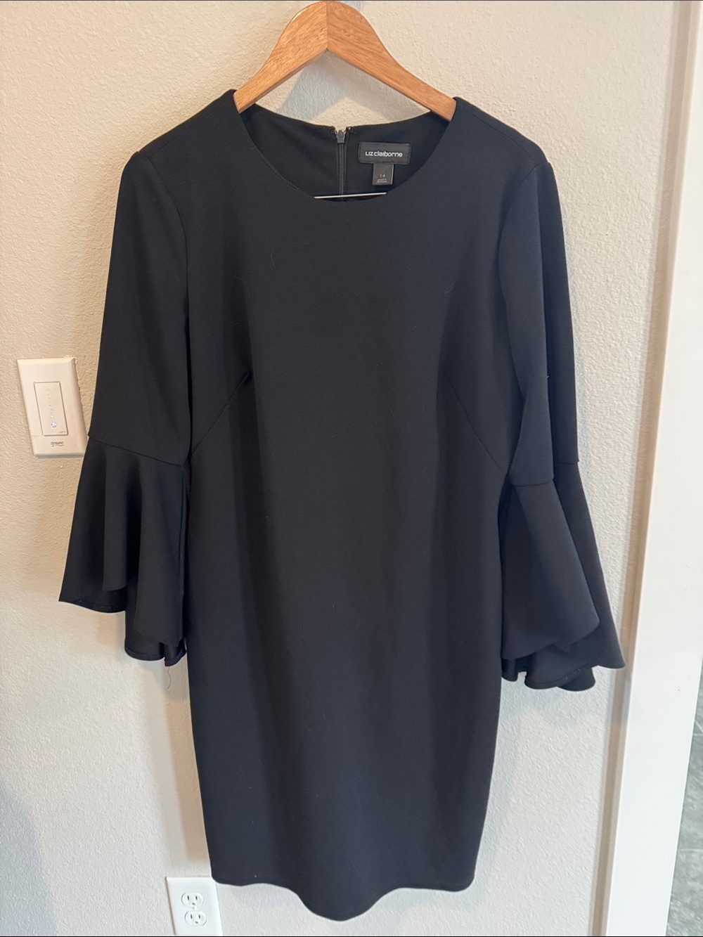 Liz Claiborne Black Bell Sleeve Sheath Dress